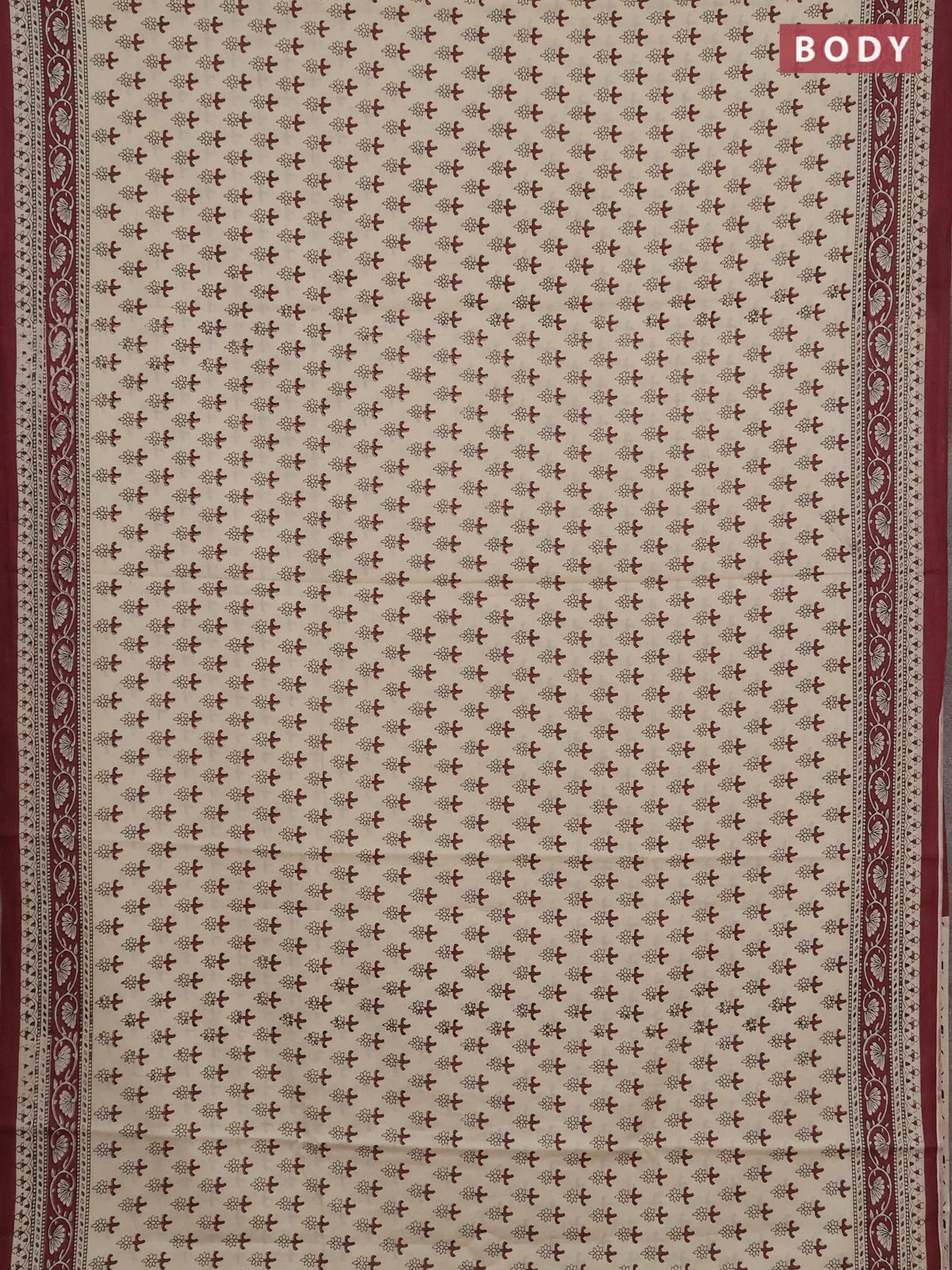 Jaipur Cotton Saree - Beige and Wine